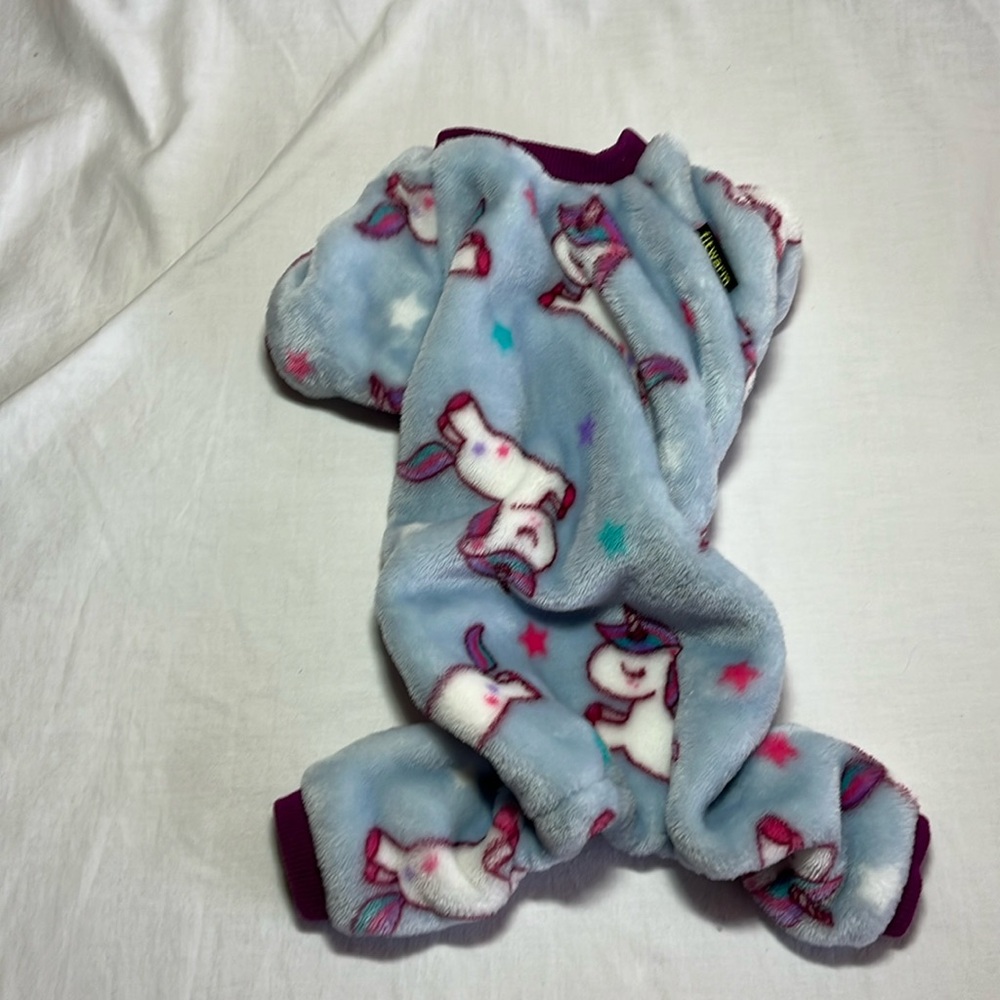 Small Unicorn fleece dog sweater (please see measurements